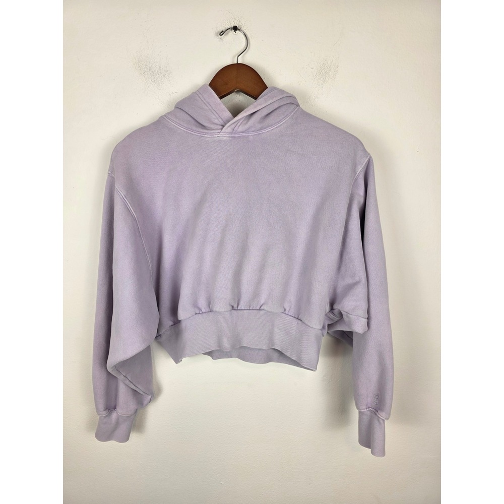 TNA Aritzia Cozy AF Cropped Hoodie Lavender Fleece Pullover Women's Size‎ Small
